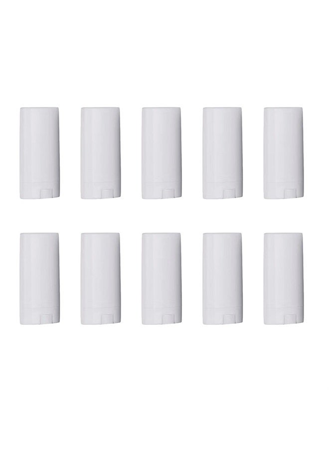 Quupy 10 PCS Flat White Oval Deodorant Containers Twist-Up Lip Balm Tubes Plastic Lipstick Refills 15ml 15gram Empty Stick Tubes for DIY Deodorants Balm Lotion - Image 1
