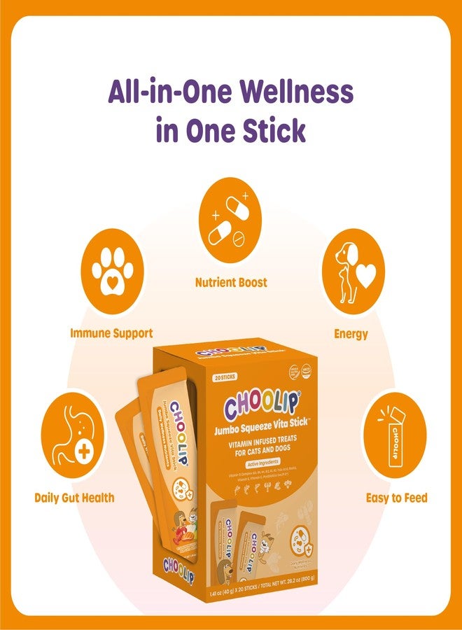 Choolip Squeeze Vita Stick Lickable Cat and Dog Treats – 20-Pack of 40g – Real Fish Puree with Multivitamins & Postbiotics – Hydrating, Gut & Immune Support – Large Breeds & Multi-Pet Homes - Image 3