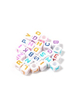 Taiahiro 6mm acrylic square beads, colored English oil-dripping letter beads, DIY jewelry accessories, children's early education handmade beads(50piece/bag)  - Image 1
