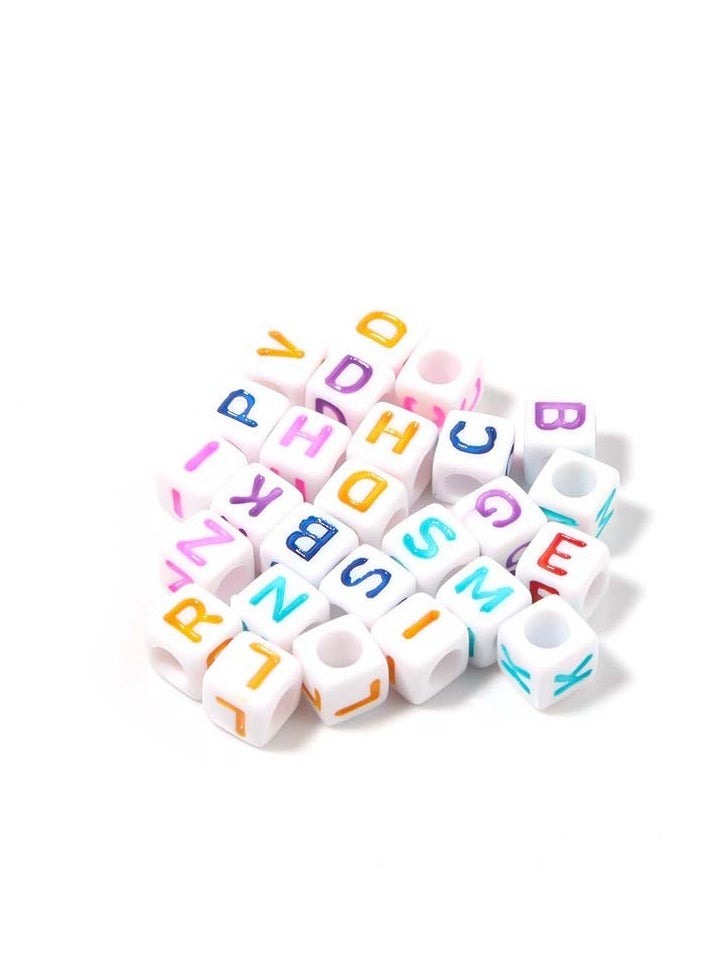 Taiahiro 6mm acrylic square beads, colored English oil-dripping letter beads, DIY jewelry accessories, children's early education handmade beads(50piece/bag)  - Image 1