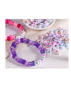 Taiahiro 6mm acrylic square beads, colored English oil-dripping letter beads, DIY jewelry accessories, children's early education handmade beads(50piece/bag)  - Image 2