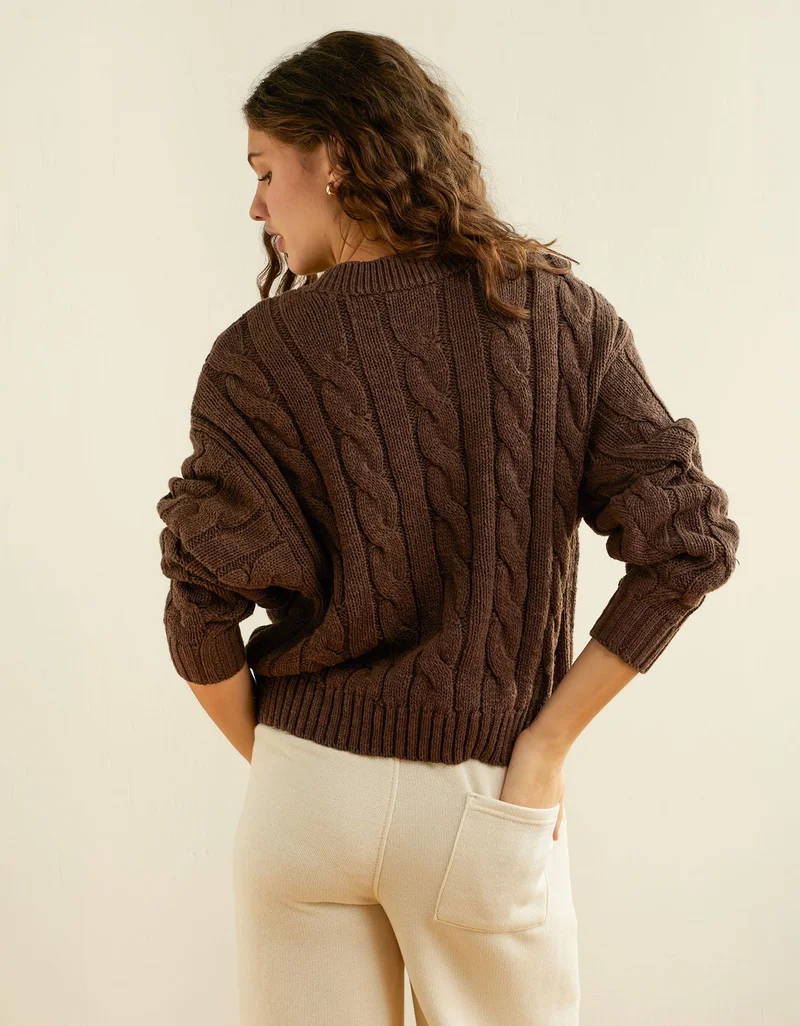 American Eagle  AE Cropped Cable Knit Sweater for Women | Best Price UAE