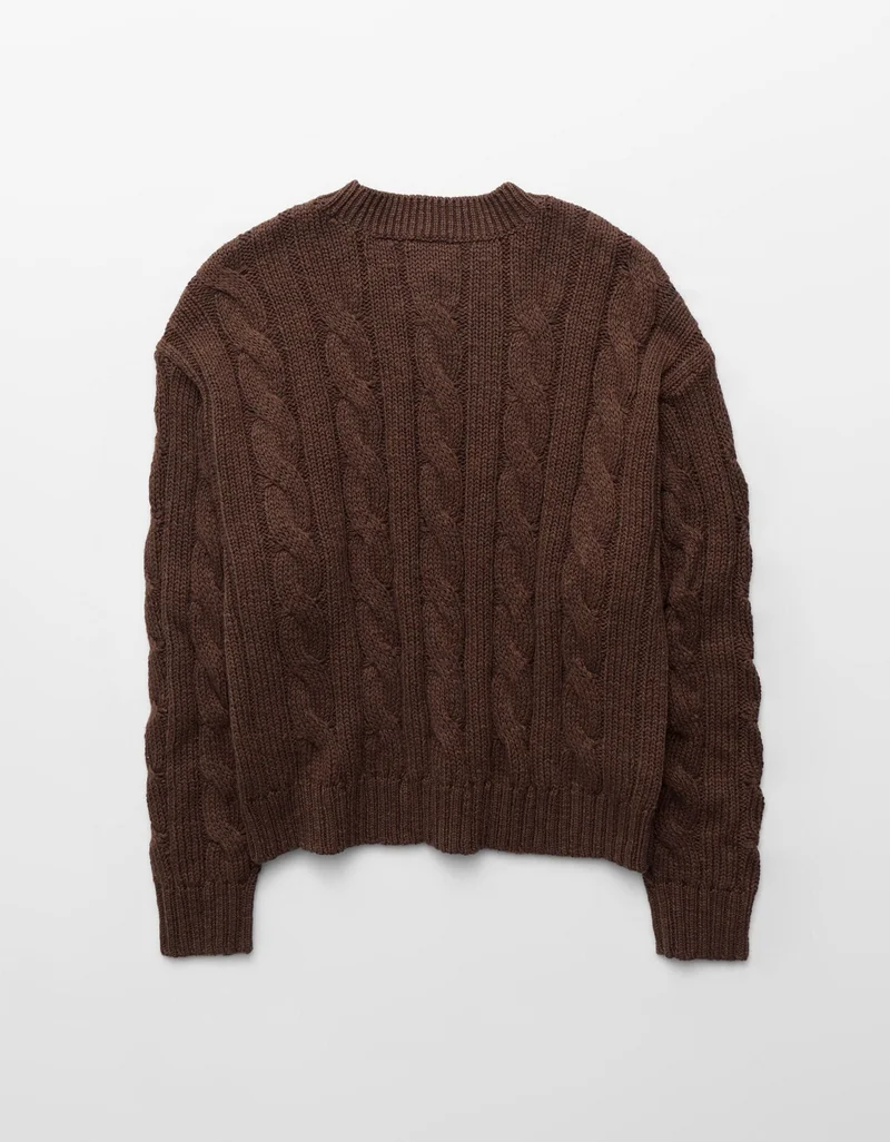 American Eagle  AE Cropped Cable Knit Sweater for Women | Best Price UAE
