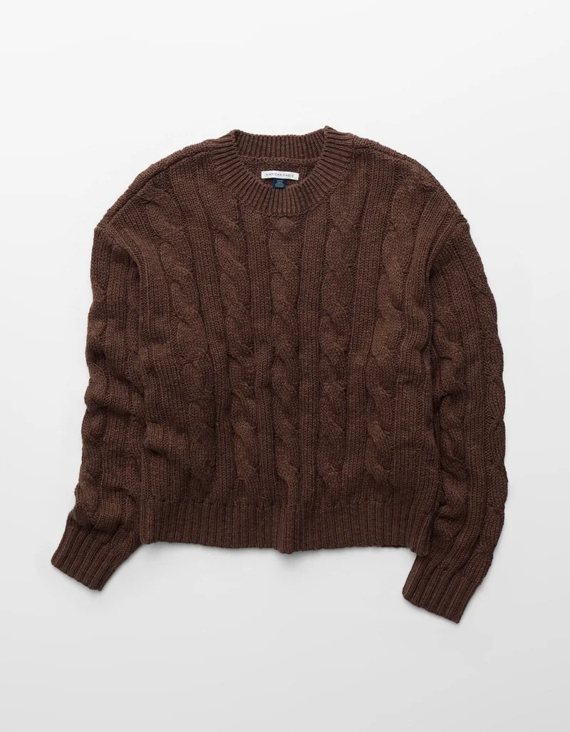 American Eagle  AE Cropped Cable Knit Sweater for Women | Best Price UAE
