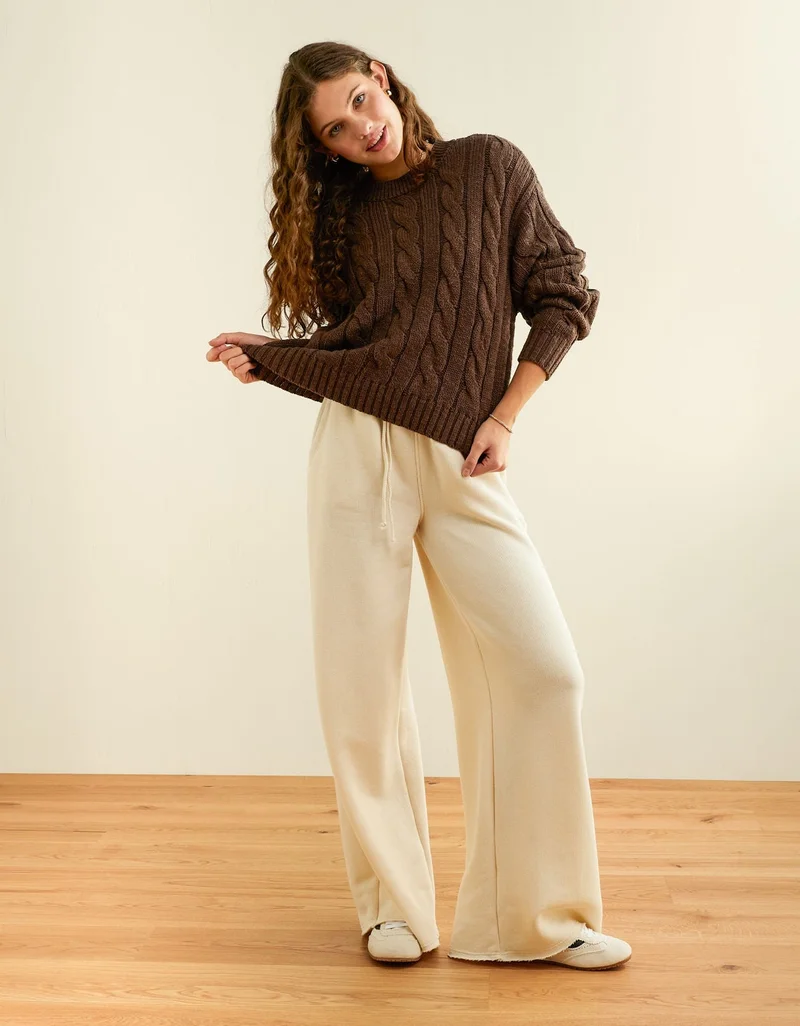AE Cropped Cable Knit Sweater