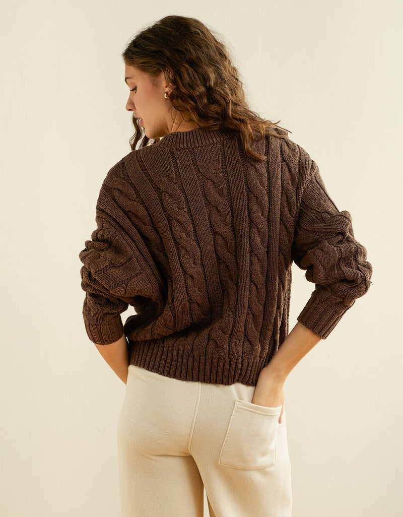 American Eagle AE Cropped Cable Knit Sweater - Image 2