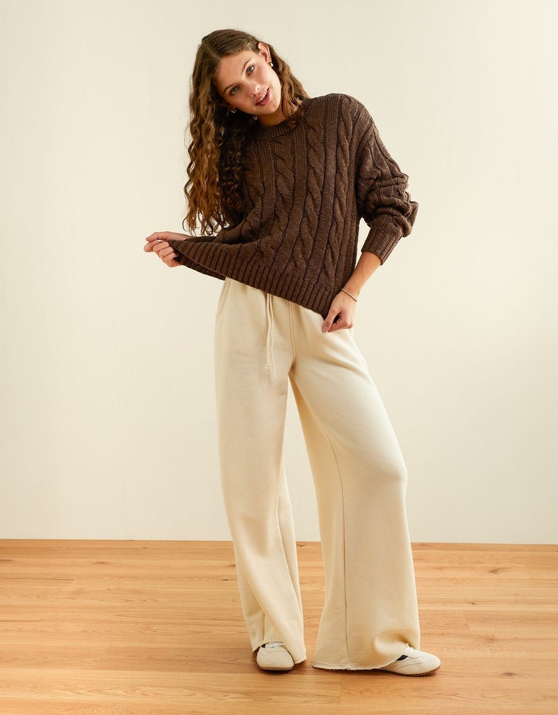 American Eagle AE Cropped Cable Knit Sweater - Image 1