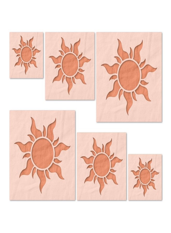 Stencil Stop Tangled Sun Stencil - 6 Pack (2", 3", and 4", 2 Each) - Reusable Sun Stencils for Painting on Wood, Walls, Fabric & Rocks - Durable 14 Mil Mylar Plastic for DIY Crafts & Art Projects - Image 1