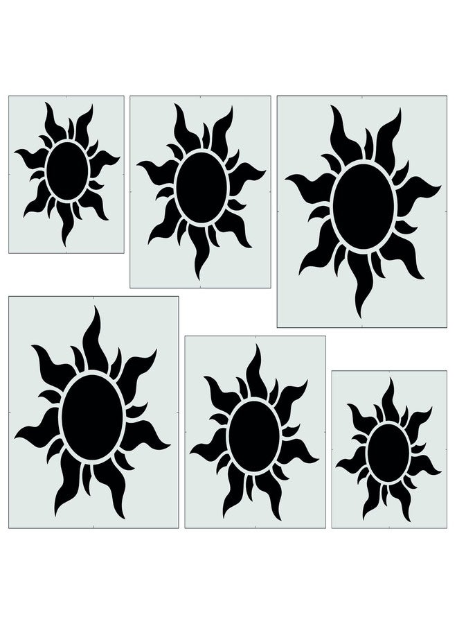 Stencil Stop Tangled Sun Stencil - 6 Pack (2", 3", and 4", 2 Each) - Reusable Sun Stencils for Painting on Wood, Walls, Fabric & Rocks - Durable 14 Mil Mylar Plastic for DIY Crafts & Art Projects - Image 2