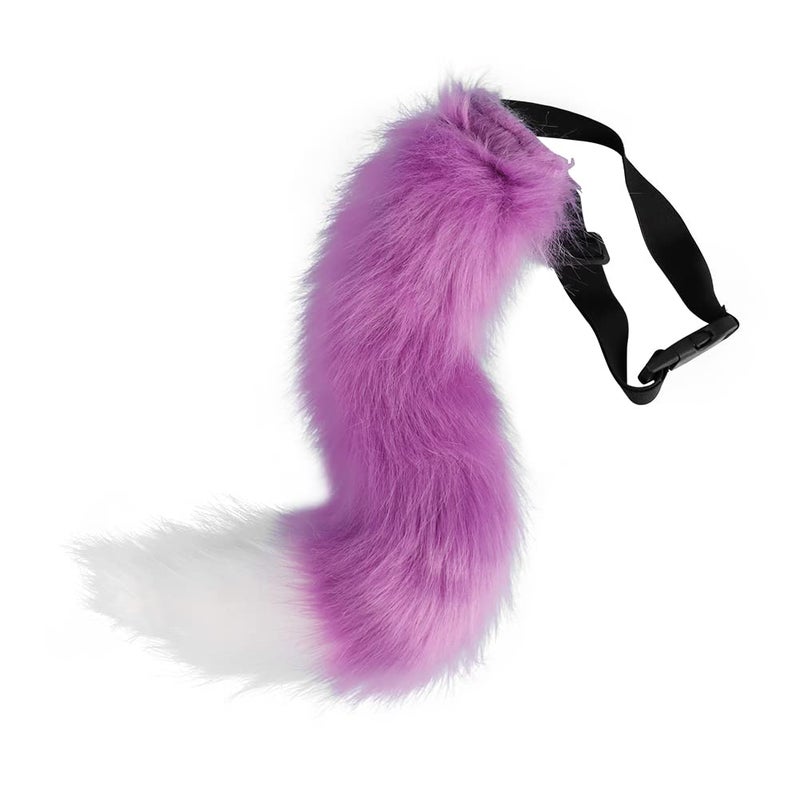 JUNBOON Faux Fur Tail for Cosplay Halloween Party Costume (Purple white) - Image 4