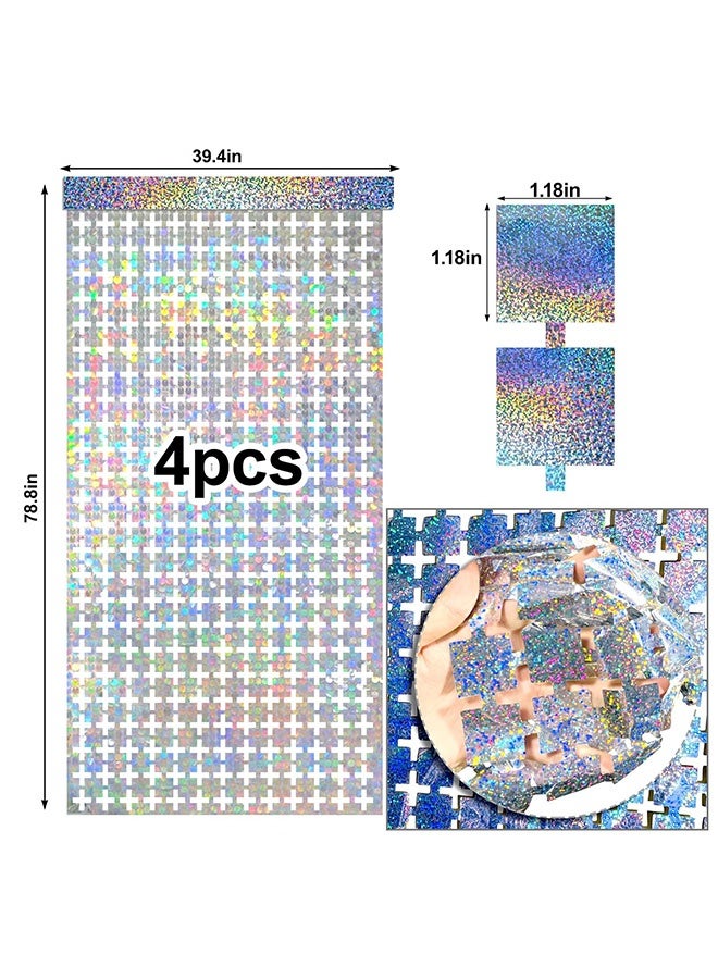 Peachjoy Disco Foil Curtain, Easy to Adhere Wall Covering, Silver Metallic Backdrop for Birthday, Awards Night, Bachelorette Party, Theme Disco Party Decorations Supplies, Photography Background (4 Packs) - Image 3