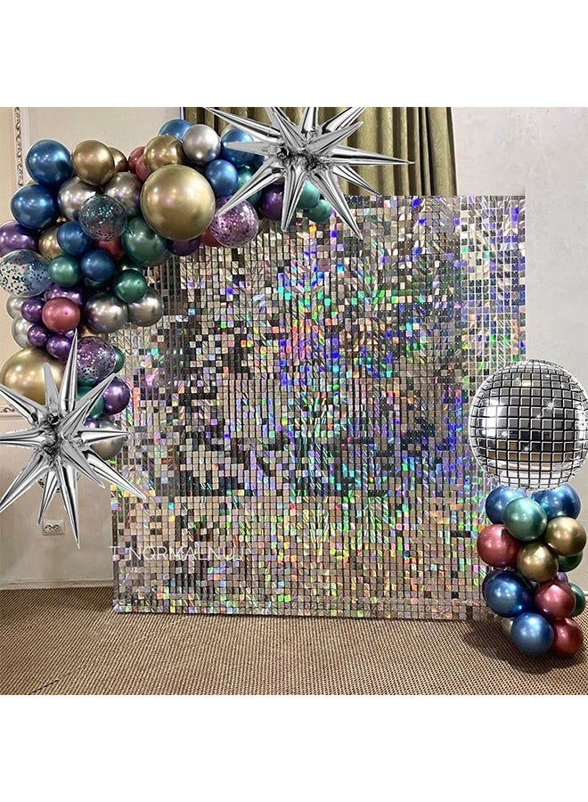 Peachjoy Disco Foil Curtain, Easy to Adhere Wall Covering, Silver Metallic Backdrop for Birthday, Awards Night, Bachelorette Party, Theme Disco Party Decorations Supplies, Photography Background (4 Packs) - Image 5