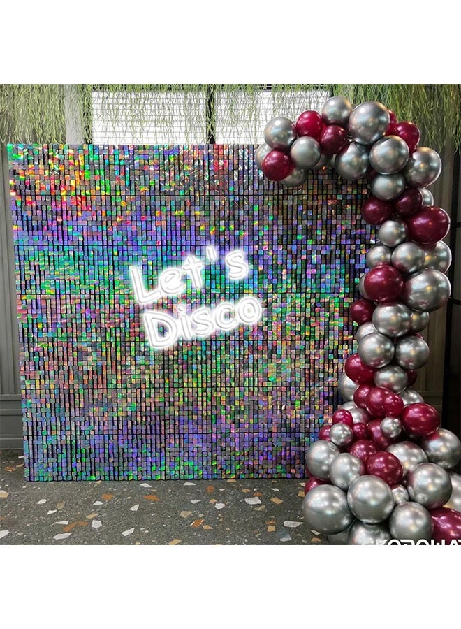 Peachjoy Disco Foil Curtain, Easy to Adhere Wall Covering, Silver Metallic Backdrop for Birthday, Awards Night, Bachelorette Party, Theme Disco Party Decorations Supplies, Photography Background (4 Packs) - Image 4