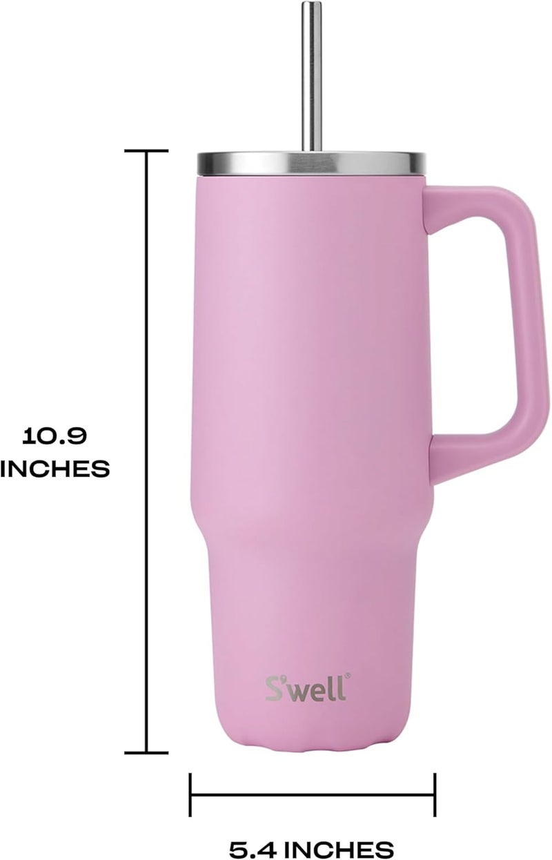 S'well Recycled Stainless Steel Tumbler XL with Straw and Handle, 30oz, Hydrangea Pink, Triple Layered Vacuum Insulated Containers Keeps Drinks Cold for 36 hours and Hot for 9 - Image 4