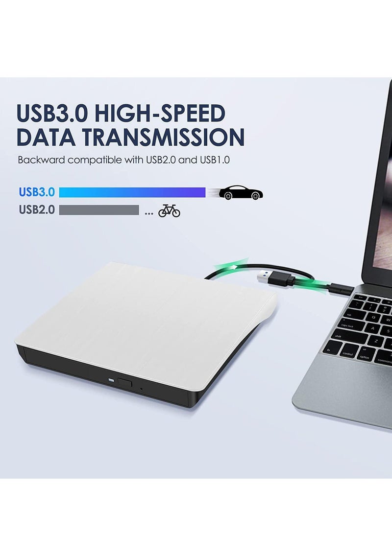 محرك أقراص مضغوطة/DVD خارجي للكمبيوتر المحمول، مشغل أقراص مضغوطة/DVD محمول بمنفذ USB 3.0 من النوع C، وناسخ وكاتب وقارئ متوافق مع أجهزة Mac MacBook Pro/Air iMac Desktop Windows 7/8/10/XP/Vista - Image 5