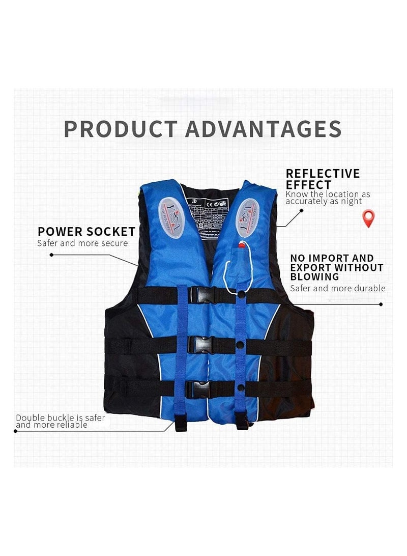 REBENUO Life Jacket Safety Vests Water Suit Kayak Boating Swimming Surfing Drifting Gear Size {XL} .75 to 100 Kg (blue) - Image 5