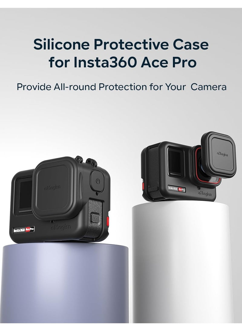 Captaintech Silicone Protective Case for Insta360 Ace Pro, Shock Proof Protection Silicone Case, That Includes A Lens Cover For The Insta 360 Ace Pro Protective Accessories, with Anti-lost Rope  - Image 2