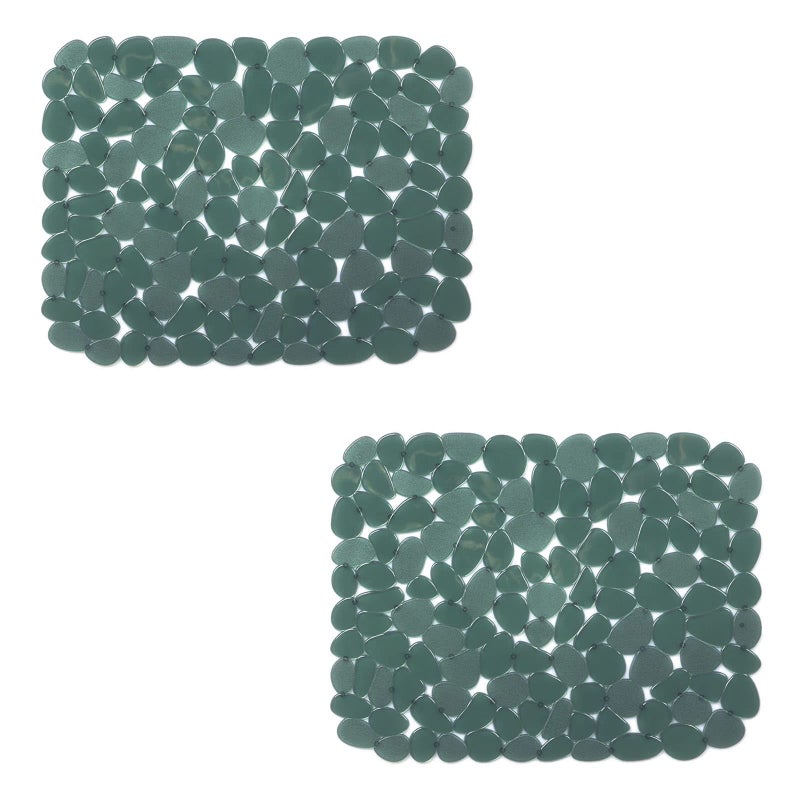 Yiter Sink Mat, 2Pcs Adjustable PVC Pebble Sink Protector for Stainless Steel or Porcelain Sink, Dish Drying Mat for Bathroom Kitchen Sink Countertop, 15.8 x 12 inch (2, Green) - Image 1