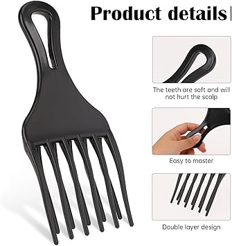 salbsever 2 Pcs Afro Comb for Curly Hair Afro Pick Hair Pick Comb Pick Hair Comb Plastic Wide Hair Pick Comb Double Fist Pick Large and Small Afro Pick Comb for Hair Styling Detangle Wig Braid - Image 4