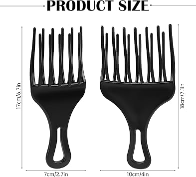 salbsever 2 Pcs Afro Comb for Curly Hair Afro Pick Hair Pick Comb Pick Hair Comb Plastic Wide Hair Pick Comb Double Fist Pick Large and Small Afro Pick Comb for Hair Styling Detangle Wig Braid - Image 2