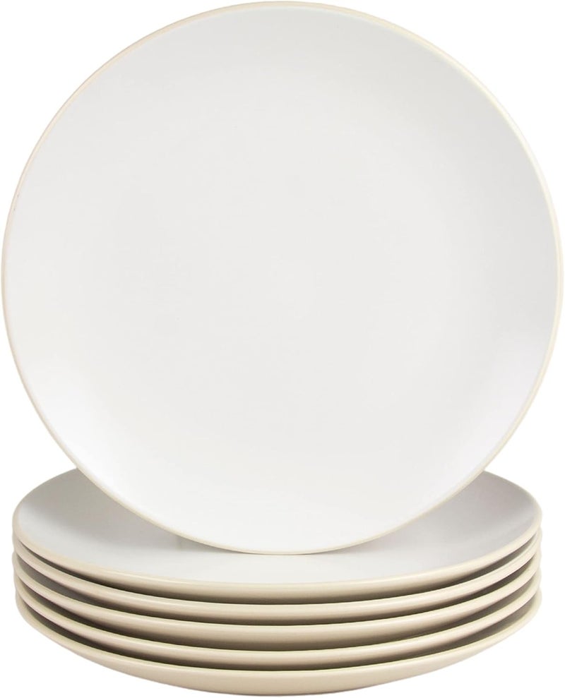 10 Strawberry Street Two Tone Coupe 105 Dinner Plate Set Of 6 TanWhite - Image 1