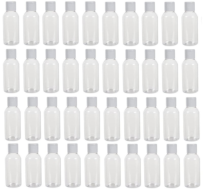 dinojames 100ml Empty Refillable Plastic Bottles – Round Shape with Flip Top Caps – Leak-Proof, BPA-Free – For Sanitizer, Travel, Kitchen Use – Pack of 40 Pcs. - Image 1