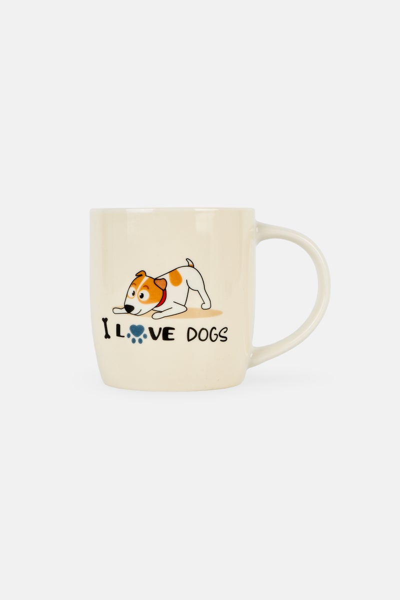 Muy Mucho D Casa Collection Cute Dog Mug 350ml, Cream - Image 1