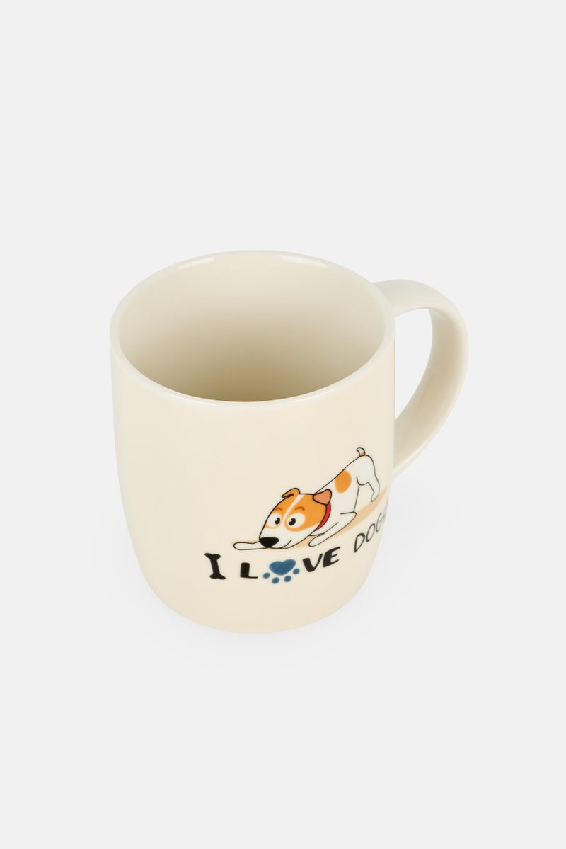 Muy Mucho D Casa Collection Cute Dog Mug 350ml, Cream - Image 2