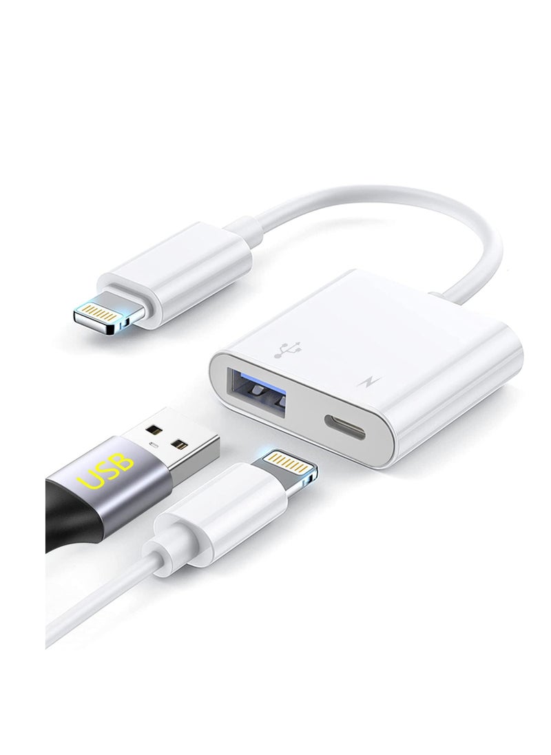 Generic Lightning to USB Camera Adapter – 2-in-1 Portable USB 3.0 Adapter for iPhone, Lightning Charging + USB Female Port, Plug & Play  - Image 1