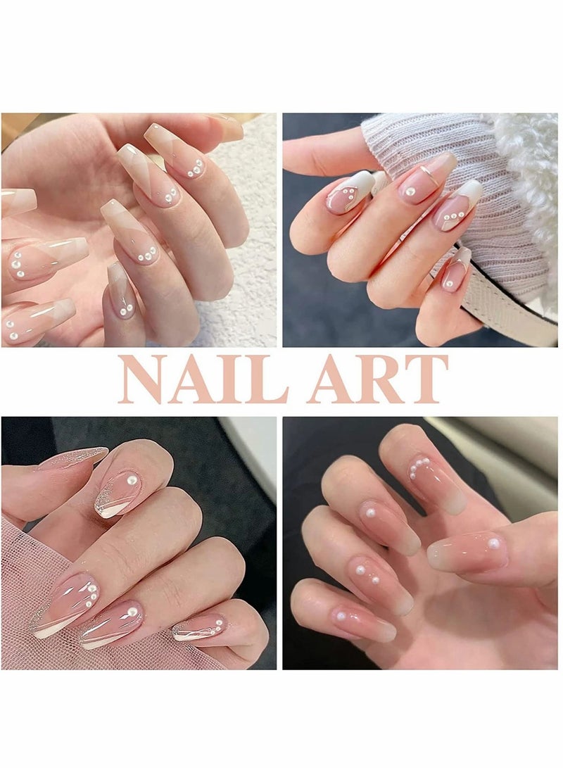 Excefore White Pearl Rhinestone Stickers Makeup, Eye Gems Face Jewels Body Crystal Makeup Diamonds Temporary Tattoo Dots for Women Girls 3D Self Adhesive Flatback Pearls Nail Art Decorations, 4 Size 2800 PCS - Image 4