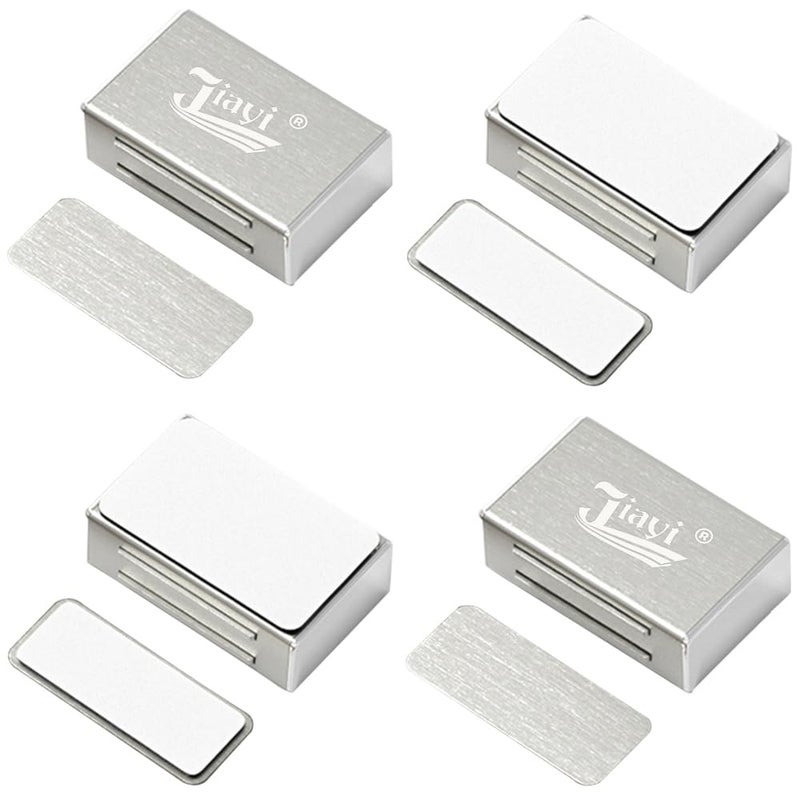 Magnetic Cabinet Catches Adhesive Jiayi 4 Pack Cabinet Magnetic Latch Door Magnet Kitchen Stainless Steel Magnetic Door Catch for Cupboard Magnetic Closure Closet Door Drawer Latch