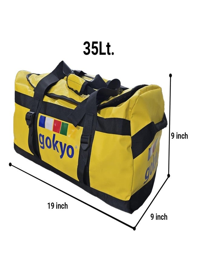 GOKYO حقيبة سفر جوكيو للرحلات الاستكشافية والرحلات البرية، مقاومة للماء ومتينة، مصممة خصيصًا للرحلات الاستكشافية والرحلات البرية والسفر الشاق - سعة 35 لترًا - لون أصفر - Image 2
