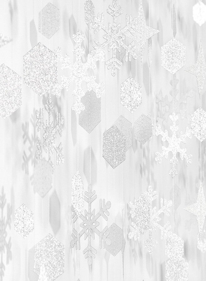 Hugtmr Snowflake-Snow White-Silver Christmas Party-Decorations Streamers - 52Ft White Winter Wonderland Frozen Hanging Paper Garland Banner,Birthday Wedding Baby Shower New Year Supplies Decor Hugtmr - Image 1