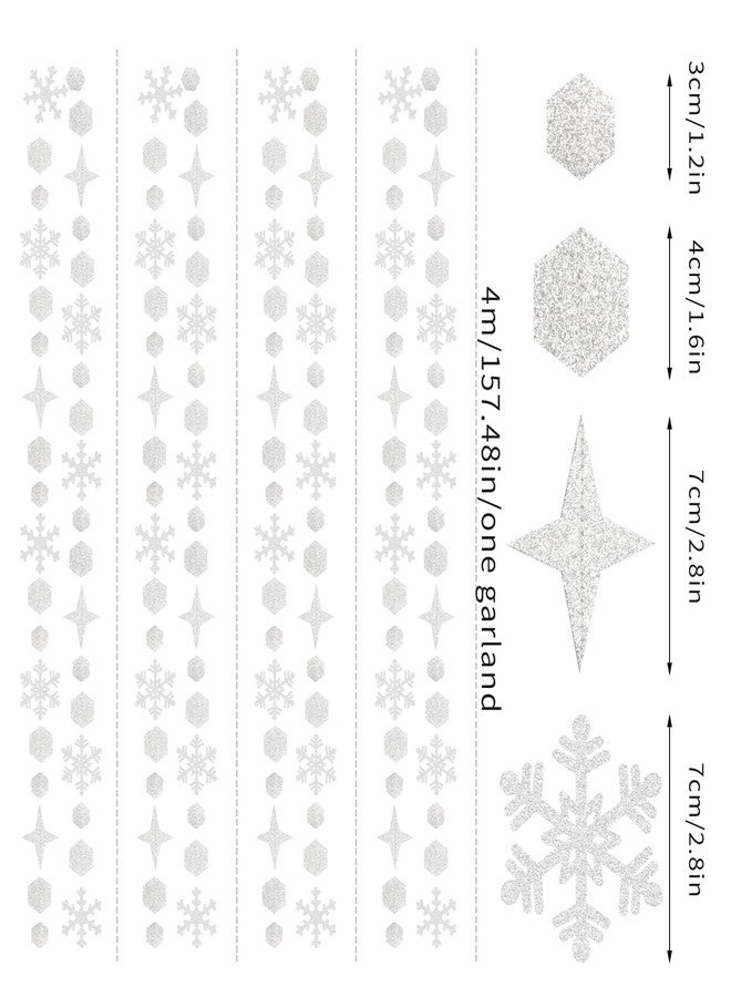 Hugtmr Snowflake-Snow White-Silver Christmas Party-Decorations Streamers - 52Ft White Winter Wonderland Frozen Hanging Paper Garland Banner,Birthday Wedding Baby Shower New Year Supplies Decor Hugtmr - Image 2