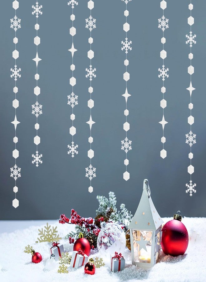 Hugtmr Snowflake-Snow White-Silver Christmas Party-Decorations Streamers - 52Ft White Winter Wonderland Frozen Hanging Paper Garland Banner,Birthday Wedding Baby Shower New Year Supplies Decor Hugtmr - Image 5