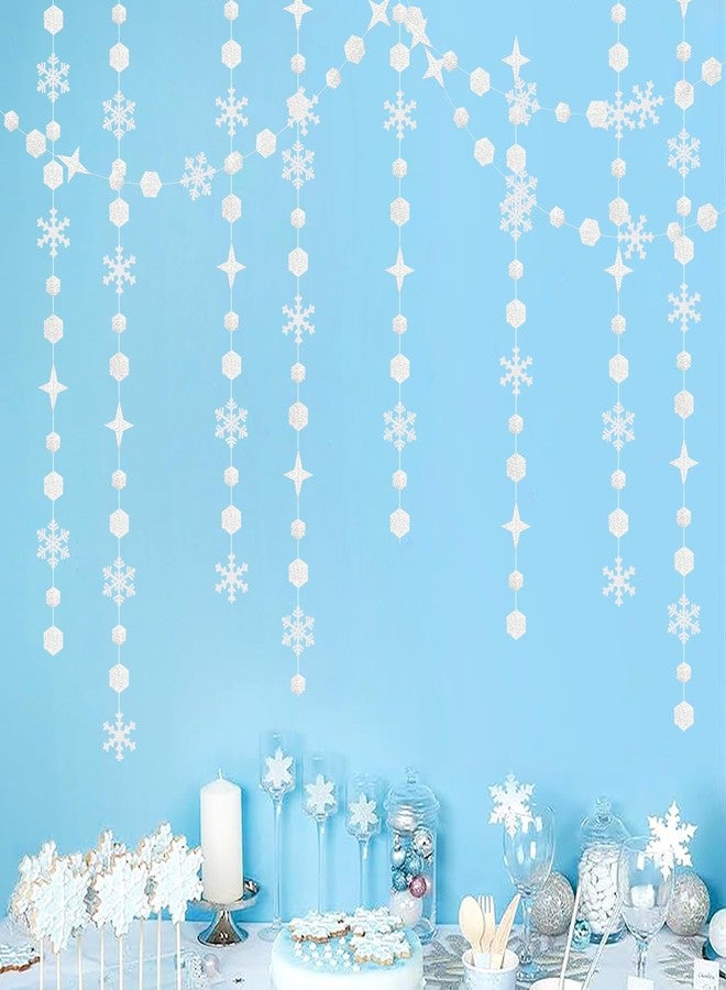 Hugtmr Snowflake-Snow White-Silver Christmas Party-Decorations Streamers - 52Ft White Winter Wonderland Frozen Hanging Paper Garland Banner,Birthday Wedding Baby Shower New Year Supplies Decor Hugtmr - Image 4