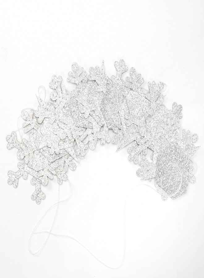 Hugtmr Snowflake-Snow White-Silver Christmas Party-Decorations Streamers - 52Ft White Winter Wonderland Frozen Hanging Paper Garland Banner,Birthday Wedding Baby Shower New Year Supplies Decor Hugtmr - Image 3