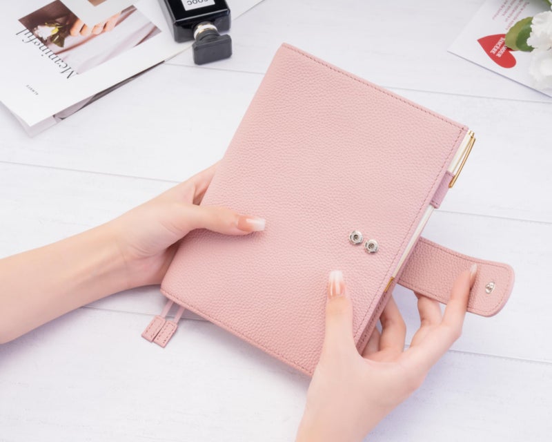Ox Knight B6 Leather Planner Cover for Stalogy, Midori, Leuchtturm1917, and More - with Pen Loop, Card Slots, Back Pocket, and Bookmarks (Pink) - Image 2