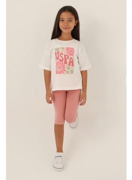 Base. Polo Assn Licensed Flower Cream Girls' Capri Set