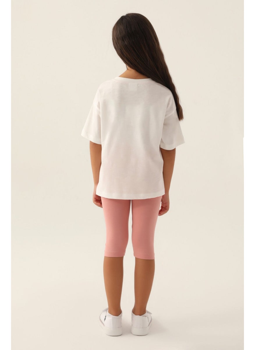 U.S. Polo Assn. - Base. Polo Assn Licensed Flower Cream Girls' Capri Set - Image 1