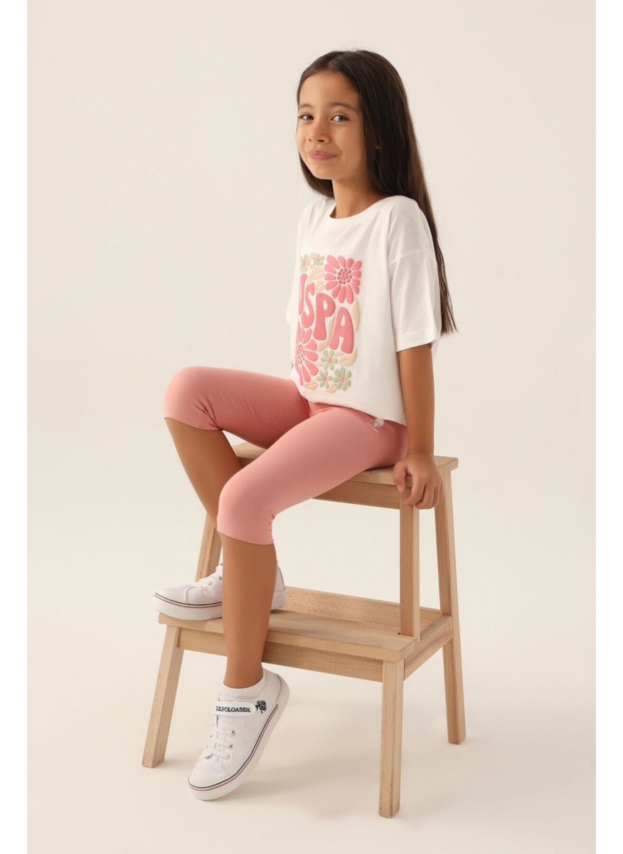 U.S. Polo Assn. - Base. Polo Assn Licensed Flower Cream Girls' Capri Set - Image 1