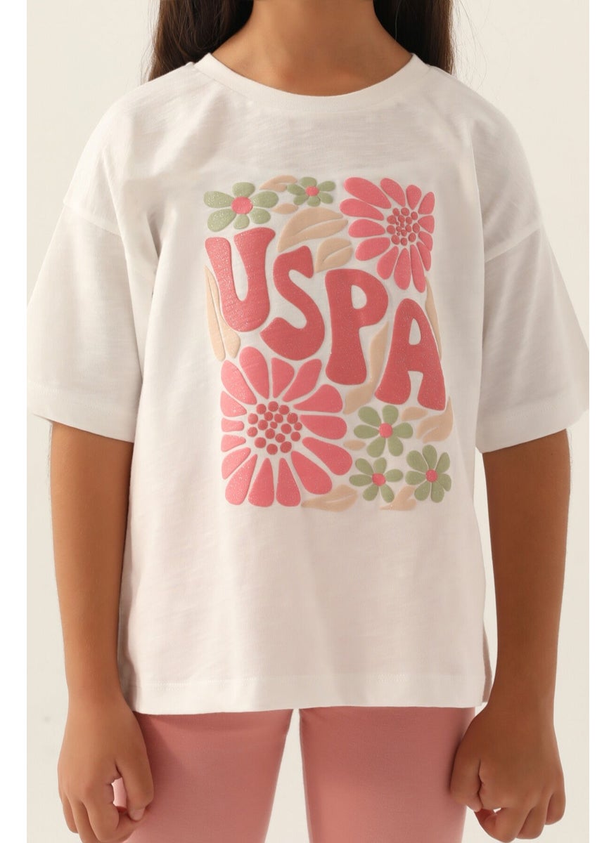 U.S. Polo Assn. - Base. Polo Assn Licensed Flower Cream Girls' Capri Set - Image 1