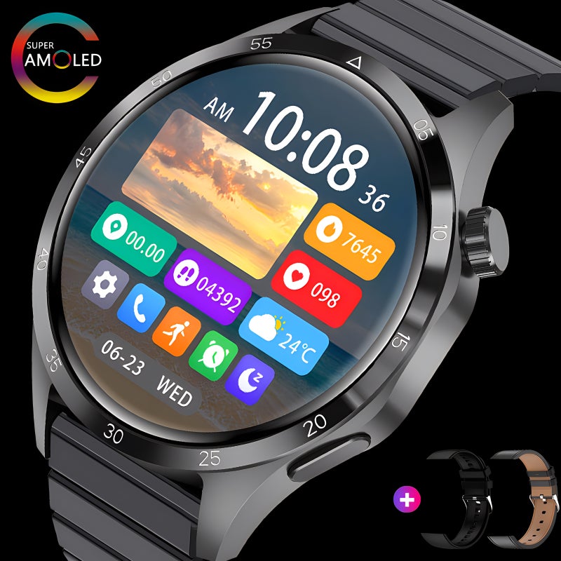 SACOSDING Smart watch GT4+ for men with altitude Barometer, Amoled screen, heart rate blood pressure sleep monitor, sports watch for Huawei iOS and Andriod WATCH4 - Image 1