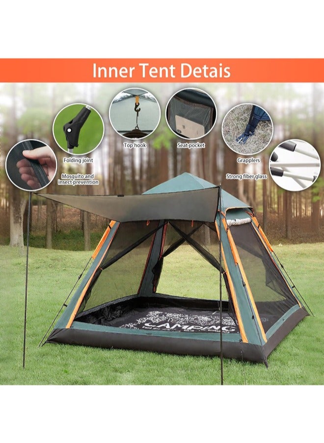 دنزوز خيمة التخييم 5-8 شخص عائلي خيمة الفوري سهلة إعداد خيمة مع حقيبة الحمل ، ومقاوم للماء منبث - Image 3