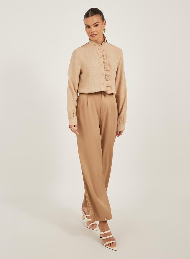 Styli Textured Ruffled Detail High Neck Blouse - Image 2