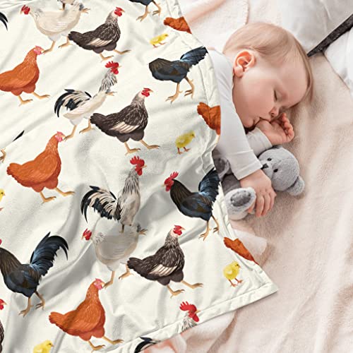 AISDE Cute Chicken Printed Blanket, Soft Fuzzy Flannel Plush Throw Blanket for Couch,Sofa Bed Decorative Blankets Funny Colorful Rooster Swaddle Baby Kids Blanket All Season 60"x50" - Image 4