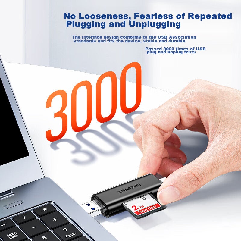 SAMZHE USB3.0/Type-C High-Speed Card Reader SD/TF Dual Card Reader Compatible with Computers, Tablets, Smartphones, DSLR Cameras, Action Cameras, DJI Pocket Drone CCD - Image 5
