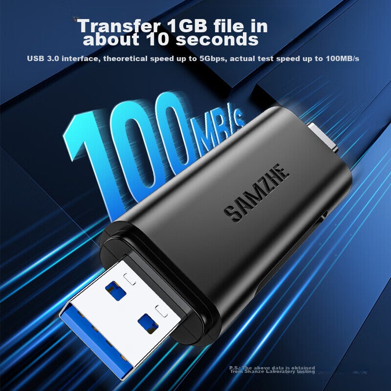 SAMZHE USB3.0/Type-C High-Speed Card Reader SD/TF Dual Card Reader Compatible with Computers, Tablets, Smartphones, DSLR Cameras, Action Cameras, DJI Pocket Drone CCD - Image 3