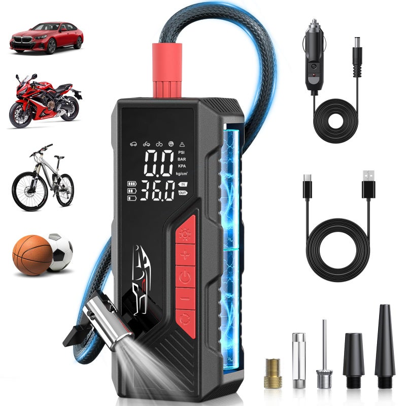 Aneson Dual Power Tire Inflator Portable Air Compressor 12V DC Battery Air Pump - Image 3