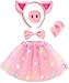 GC Kids Light Up Pig Costume Girls Pig Ears Headband Nose Tail Bow Tie Tutu Skirt Accessories Animal Costumes Halloween Cosplay Birthday Gifts - Image 3